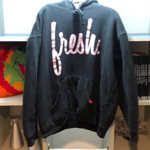 Ladies 22 Fresh Black Hoodie with Pink 'fresh.' Script
